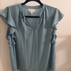 Nordstrom Light Blue Ruffle Sleeve Blouse